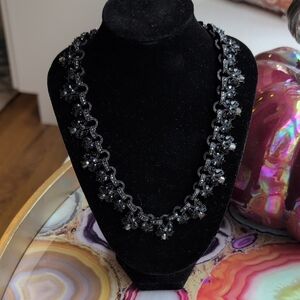 St. John Vintage 90s Black Crystal Necklace. 16 Inch